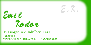 emil kodor business card